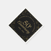 50ste trouwjubileum zwarte goudstof servet (Hoek)