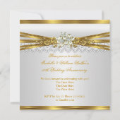 50ste trouwjubileumfeest Goud Witte Parel Kaart (Achterkant)