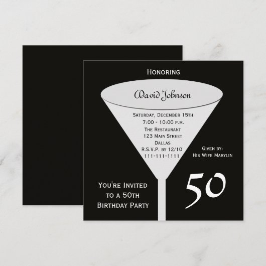 50ste Uitnodiging van het Verjaardagsfeest 50 in Z (Voorkant / Achterkant)
