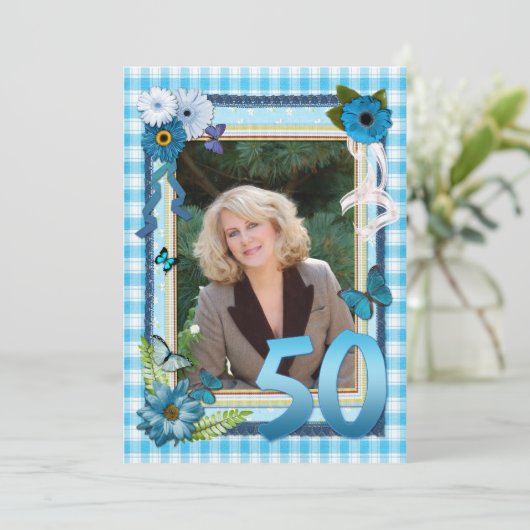 50ste uitnodiging voor verjaardagsfeestje (Staand voorkant)