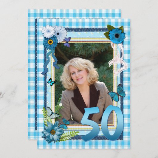 50ste uitnodiging voor verjaardagsfeestje (Voorkant / Achterkant)