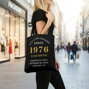 50ste verjaardag 1976 Zwart Goud Voor haar Persoon Tote Bag