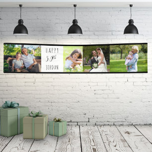 50ste verjaardag 4 foto strook gepersonaliseerd spandoek