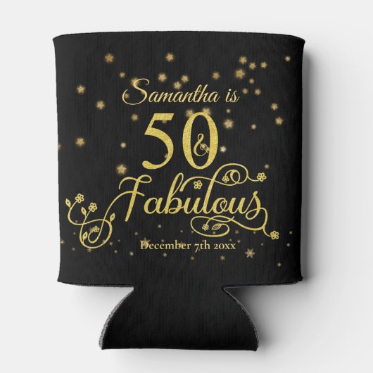 50ste verjaardag 50 en Fabulous Glitter Stars Blikjeskoeler (Achterkant)