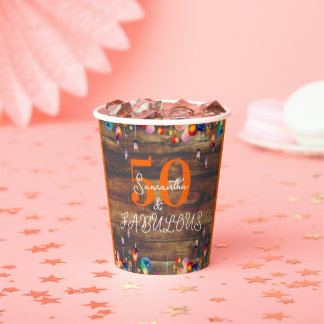 50ste verjaardag 50 en Fabulous Kleurrijk Feest Papieren Bekers