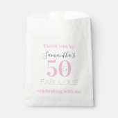 50ste verjaardag 50 en fabulous moderne roze verja bedankzakje (Voorkant)