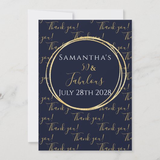 50ste verjaardag 50 en Fabulous Navy Dank u Bedankkaart (Voorkant)
