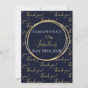 50ste verjaardag 50 en Fabulous Navy Dank u Bedankkaart