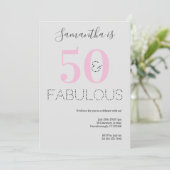 50ste verjaardag 50 en Fabulous Pink Grey Party Kaart (Staand voorkant)