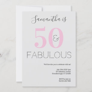 50ste verjaardag 50 en Fabulous Pink Grey Party Kaart