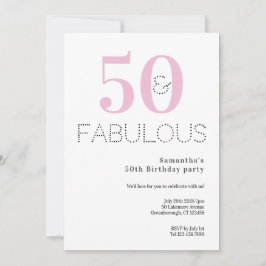50ste verjaardag 50 en Fabulous Pink Party Kaart