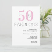 50ste verjaardag 50 en Fabulous Pink Party Kaart (Staand voorkant)