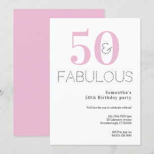 50ste verjaardag 50 en Fabulous Pink Party Kaart