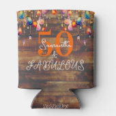 50ste verjaardag 50 en Fabulous rustieke grillig Blikjeskoeler (Achterkant)