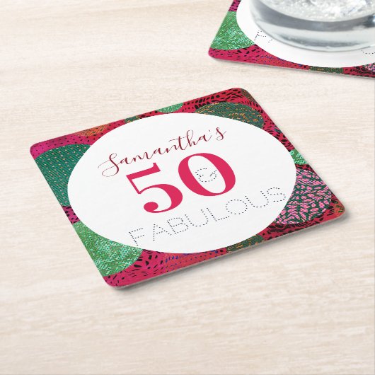 50ste verjaardag 50 en Fabulous Unieke Partij Kartonnen Onderzetters (Schuin)