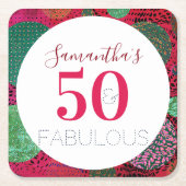 50ste verjaardag 50 en Fabulous Unieke Partij Kartonnen Onderzetters (Voorkant)