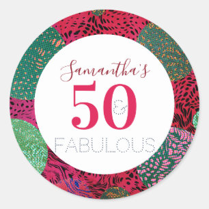 50ste verjaardag 50 en Fabulous Unieke Partij Ronde Sticker
