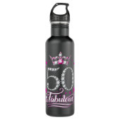 50ste verjaardag. 50 en Fabulous women's, dames en Waterfles (Voorkant)