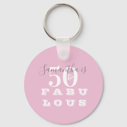 50ste verjaardag 50 fabulous roze grijs sleutelhanger (Voorkant)