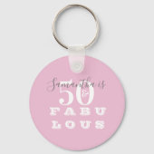 50ste verjaardag 50 fabulous roze grijs sleutelhanger (Achterkant)