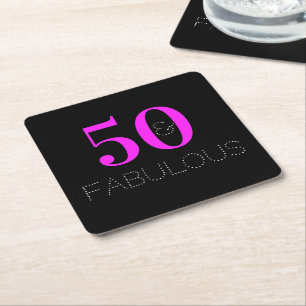 50ste verjaardag 50 fantastisch Neon Roze Zwart Fe Kartonnen Onderzetters