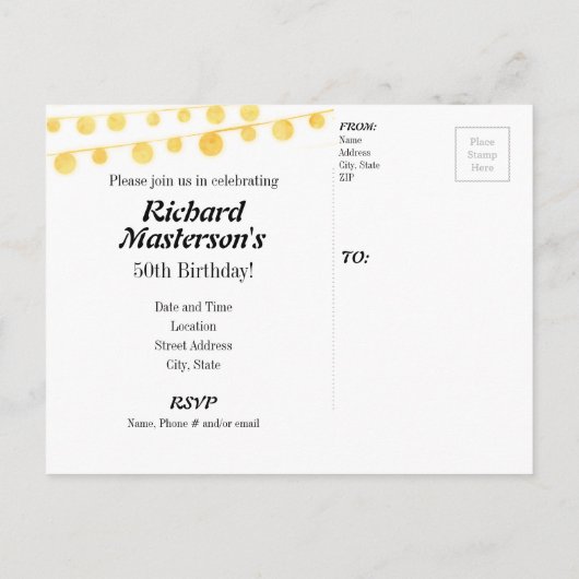 50ste verjaardag 50 jaar in de maak (Toen & Nu) Uitnodiging Briefkaart (Achterkant)