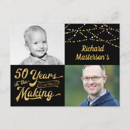 50ste verjaardag 50 JAAR IN DE MAAK (Toen & Nu) Uitnodiging Briefkaart