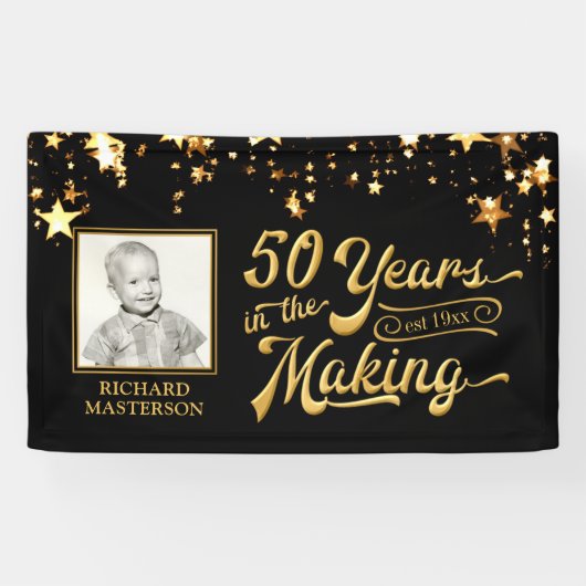 50ste verjaardag 50 JAAR IN HET MAKEN VAN Gouden S Spandoek (Horizontaal)