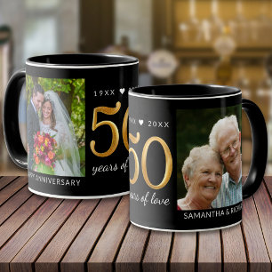 50ste verjaardag 50 jaar liefde toen en nu foto mok