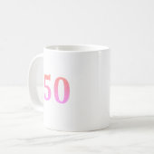 50ste verjaardag 50 vijftigste roze glitter ombre koffiemok (Voorkant links)