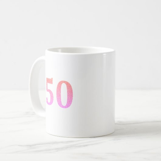 50ste verjaardag 50 vijftigste roze glitter ombre koffiemok (Voorkant links)