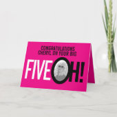 50ste verjaardag 5e OH! foto roze retro Kaart (Voorkant)
