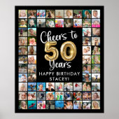 50ste verjaardag 69 Photo Collage Hoera voor 50 ja Poster (Voorkant)