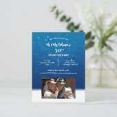 50ste verjaardag aangepaste foto donkerblauw water briefkaart (Staand voorkant)