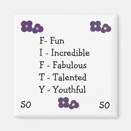 50ste verjaardag acroniem magneet (Voorkant)