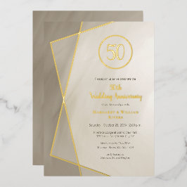 50ste verjaardag antiek grijs met goud folie uitnodiging