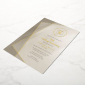 50ste verjaardag antiek grijs met goud folie uitnodiging (Gedraaid)