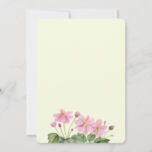 50ste verjaardag Aquarel Roze Japanse Anemoon Kaart (Achterkant)