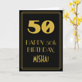 50ste verjaardag ~ Art Deco geïnspireerd look "50" Kaart (Gele Bloem)