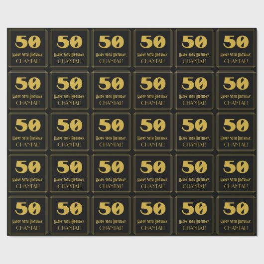 50ste verjaardag - Art Deco geïnspireerde look "50 Cadeaupapier (Zoom)