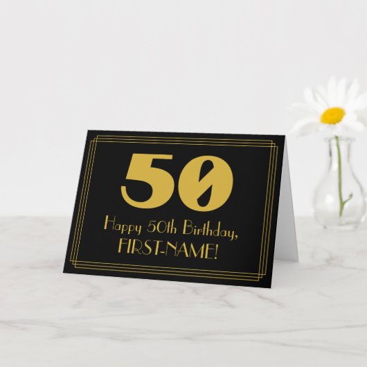 50ste verjaardag: Art Deco Geïnspireerde look "50" Kaart (Kleine Plant)