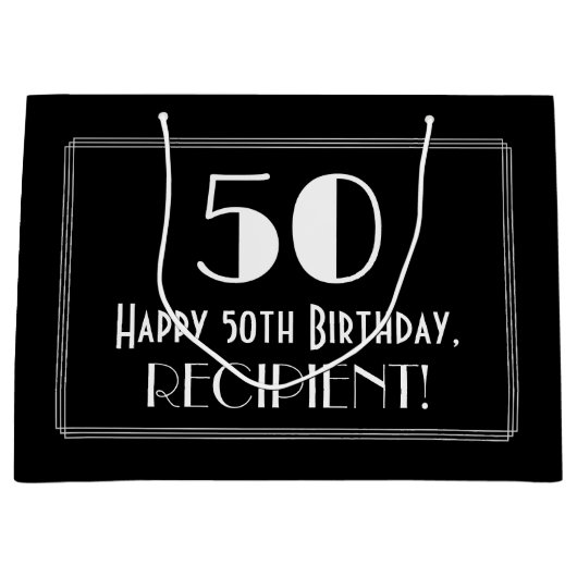 50ste verjaardag: Art Deco geïnspireerde stijl "50 Groot Cadeauzakje (Voorkant)