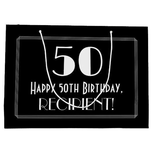 50ste verjaardag: Art Deco geïnspireerde stijl "50 Groot Cadeauzakje (Achterkant)