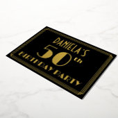 50ste verjaardag: Art Deco Kijk "50", met naam Folie Uitnodiging (Gedraaid)