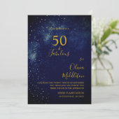 50ste verjaardag Avondhemel Astrale Gouden Sterren Kaart (Staand voorkant)