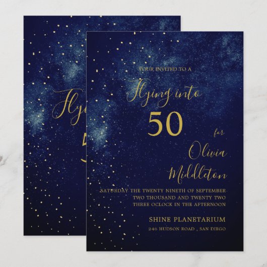 50ste verjaardag Avondhemel Astrale gouden sterren Kaart (Voorkant / Achterkant)