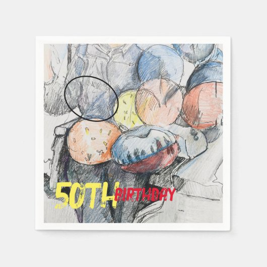 50ste verjaardag ballonnen servet (Voorkant)