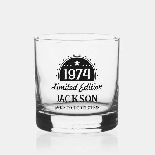 50ste verjaardag beperkte perfectie 1974 whisky glas (Voorkant)