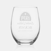 50ste verjaardag beperkte perfectie 1974 wijnglas zonder voet (Achterkant)