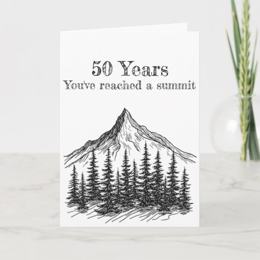 50ste verjaardag Black & White Mountain Summit Kaart (Voorkant)
